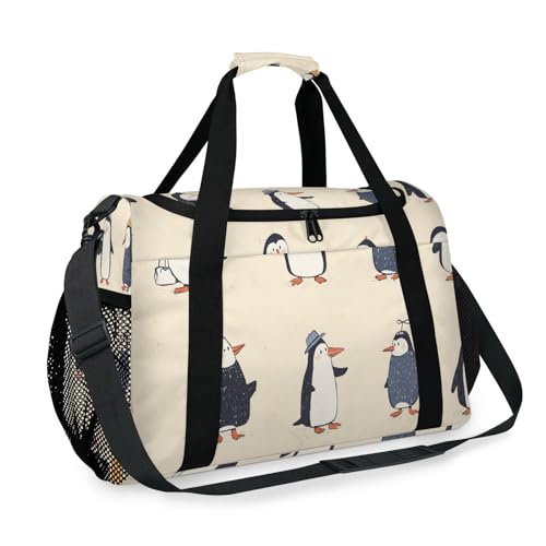 Penguin Hat Bow Travel Duffel Bag Weekender Overnight Bags for Women Men Foldable Waterproof Tote Bag with Trolley Sleeve2