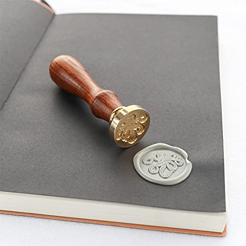 Vooseyhome Cute Octopus Wax Seal Stamp With Rosewood Handle Decorating On Invitations Snail Mails Envelopes Sealers Letters Gift Packing Books For Halloween Birthday Themed Parties Signatures #TOP3