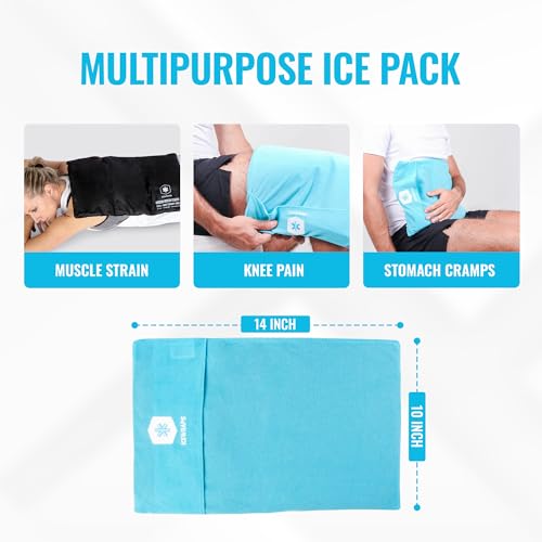 Image of ICEWRAPS Reusable Cold Pack with Fabric Cover - Standard 10 x 14 Inch, Blue (Pack of 2)