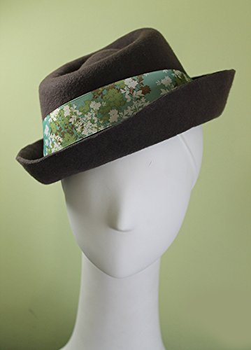 Women's Taupe Porkpie-Inspired Fall / Winter Wool Hat