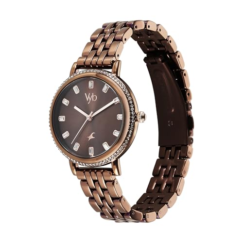 Image of Fastrack Vyb Enigma Brown Dial Alloy Strap Watch for Women