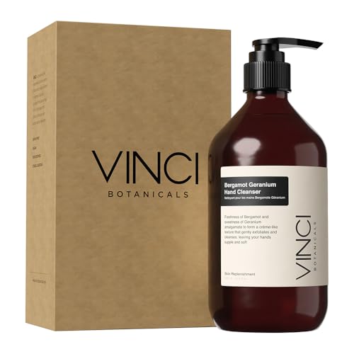 Vinci Botanicals Bergamot Geranium Hand Cleanser | Gentle Exfoliating Hand Wash | Cleanses & Hydrates Skin | Made with Essential Oils | Cruelty Vegan & Paraben Free | Sweet & Fresh Aroma | 500 ml