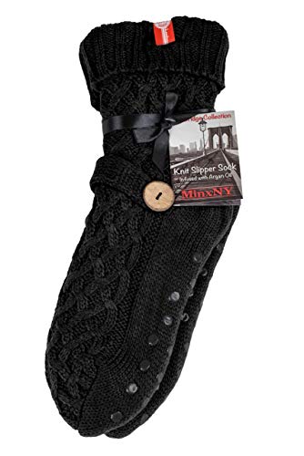 Womens Sweater Design Super Thick Comfy Non-Skid Slipper Socks (Black)4