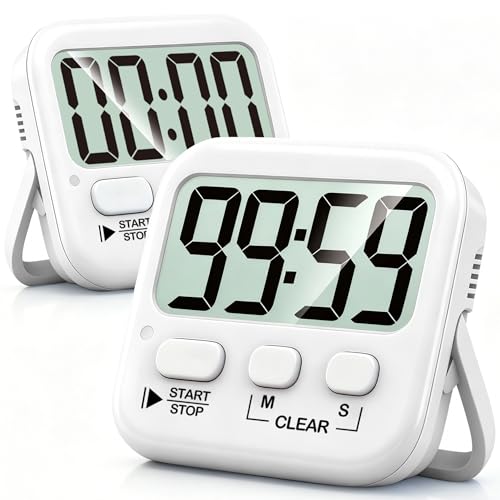 Antonki 2 Pack Digital Timer for Kids, Magnetic Countdown Kitchen Timers for Cooking, Egg, Classroom, Teacher, Exercise, Study, Oven - Battery Included