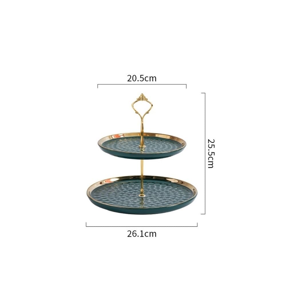 Wystawa ciast Ceramiczny stojak na ciasto 2/3-poziomowy – talerz na owoce, taca deserowa do dekoracji domu(White,S)