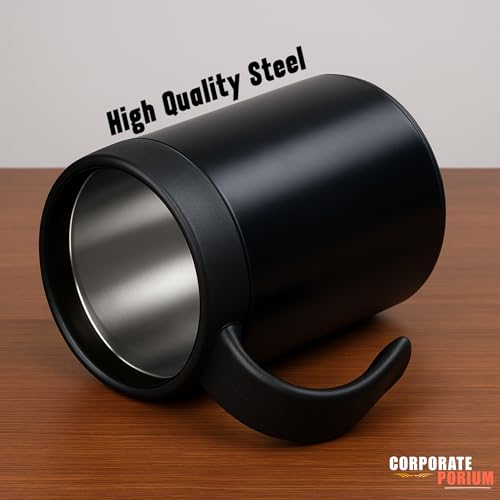 Image of CORPORATE PORIUM Stainless Steel Coffee Mug 350 ML | Double Wall Coffee Mug Steel from Inside | Hot & Cold for 4 Hours | Office Coffee Cup with Leakproof Lid (Cute Cup)