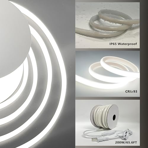 Image of P AC 110V COB LED Strip 65.6ft Cool White 6500K CRI93 Outdoor Waterproof IP65 Ultra Bright LED Strip 288LEDs /M Suitable for Home and Garden Commercial Decoration (Cool White)