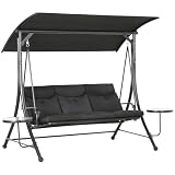 Outsunny Hollywoodschaukel mit Couchtische 3-Sitzer 278x135x177 cm, Schwarz
