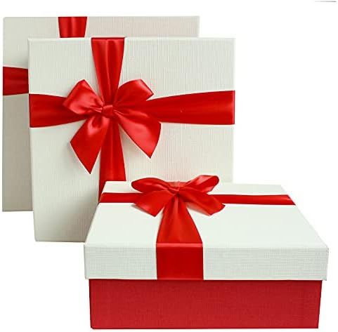 Emartbuy Gift Box With Clear Window – White Box Ivory Satin Ribbon – Pack Of 12 – Size - View #3
