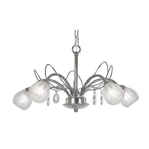 Lustre 5 lumières chrome poli Oaks Lighting plafonnier argenté