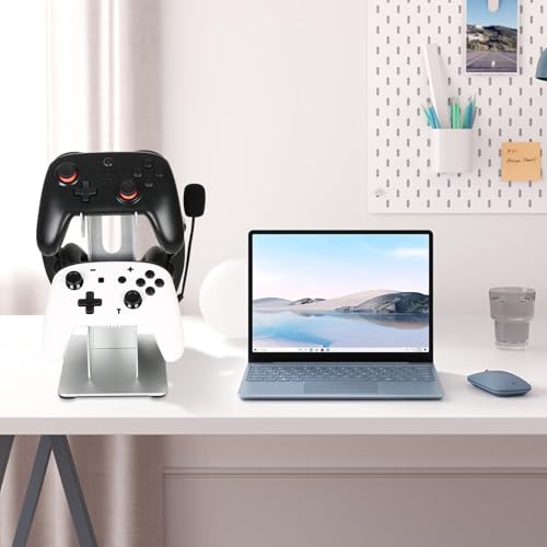 Image of Controller Holder 2 Tier, Controller and Headset Aluminum Stand for Gaming Desk, Stronger Snap-on Construction Hanger for All Universal Gaming PC Accessories
