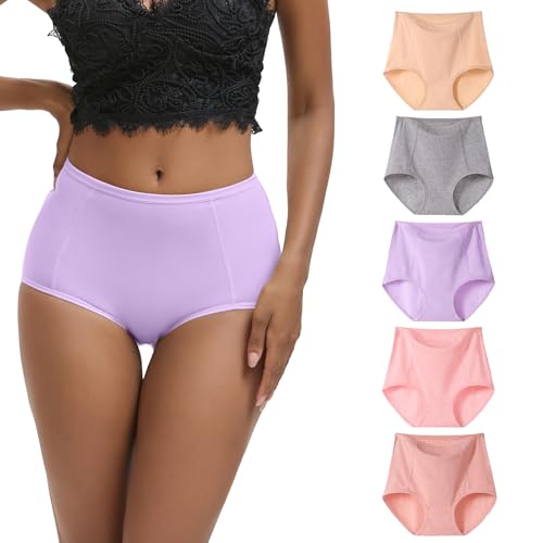 WEASIC Pack Bragas Mujer Algodon Talle Alto Bragas Algodon Mujer 100% Ropa Interior Braguitas algodón 100x100 Cintura Alta cuecas Mulher algodão elásticas (Paquete de 5, Multicolor 2, S)