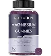 NUELATION Magnesium Citrate Gummies 100mg 60 Servings. Mixed Berry Flavor Magnesium Supplement. C...