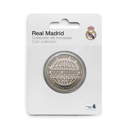 MOCIWORLD Real Madrid - Moneda edición Especial con Escudo e inscripción El Mejor Equipo del Mundo - Coleccionable - cromada - Producto Oficial