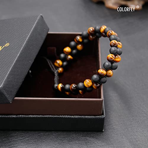 Colorfey Crystal Bracelet For Men Women, Nature Tiger Eye Black Onyx Protection Bracelets, Healing Crystal Jewelry Beads Bracelet To Bring Luck Prosperity And Happiness #TOP4