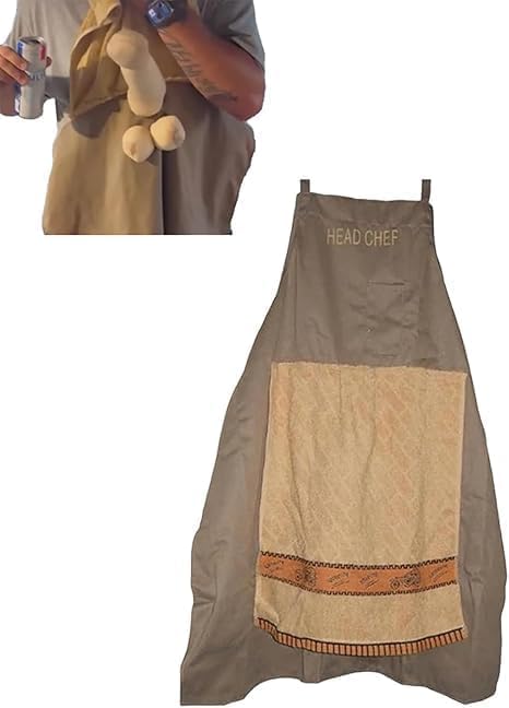 Chefs Prank Apron for Adults with Pop-Out Surprise Pocket Funny Novelty Kitchen Apron for Cooking & BBQ Unique Gift for Men Women (Head)