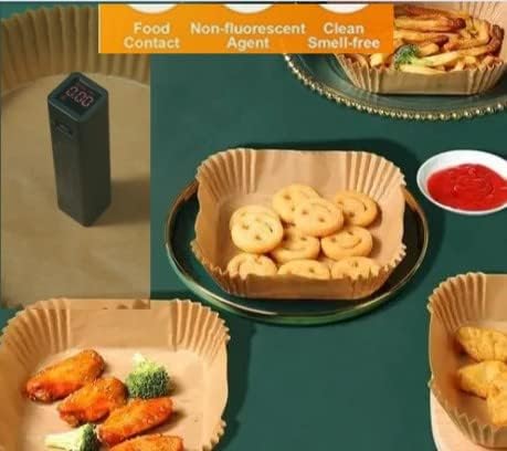 Miniatura 3 de Forro de papel pergamino desechable para freidora de aire, cuadrado de 6.3 pulgadas, para freidora de aire de 3 a 5 cuartos de galón, 100 piezas de