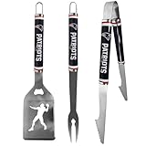 Siskiyou Sports NFL New England Patriots 3 pc Steel BBQ Tool Set, One Size, Team Colors