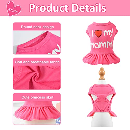Father Day Dog Clothes For Small Dogs Girl I Love My Mom/Day Dog Dresses Female Summer Pet Clothes Puppy Outfit Cute Cat Apparel Skirt Pink Clothing Breathable Dog Dress For Chihuahua Costume #TOP4