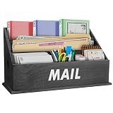 Mail Organizer Countertop Mail Sorter Holder Wooden Desk Organizer Desktop Letter Holder Office Desk