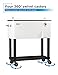 BLACK+DECKER Mobile Cooler on Wheels, 20 Gallon Insulated Rolling Cart with Stainless Steel Bottle Opener, Bar Cart with Wheels and Beverage Cooler with Drain, Ice Chest with Wheels, White