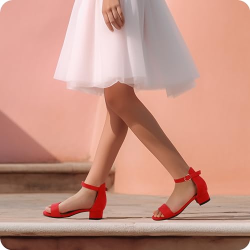 Image of PANDANINJIA Girls Dress Shoes Toddler Kids Heels Sandals Flower Girl Shoes | Ankle Strap,Open Toe,Wedding,Party,Dance,Prom,Birthday,Little Big Kid,Flower Girl Shoes,Foam Insole,1.2 in Heel Dress Pumps