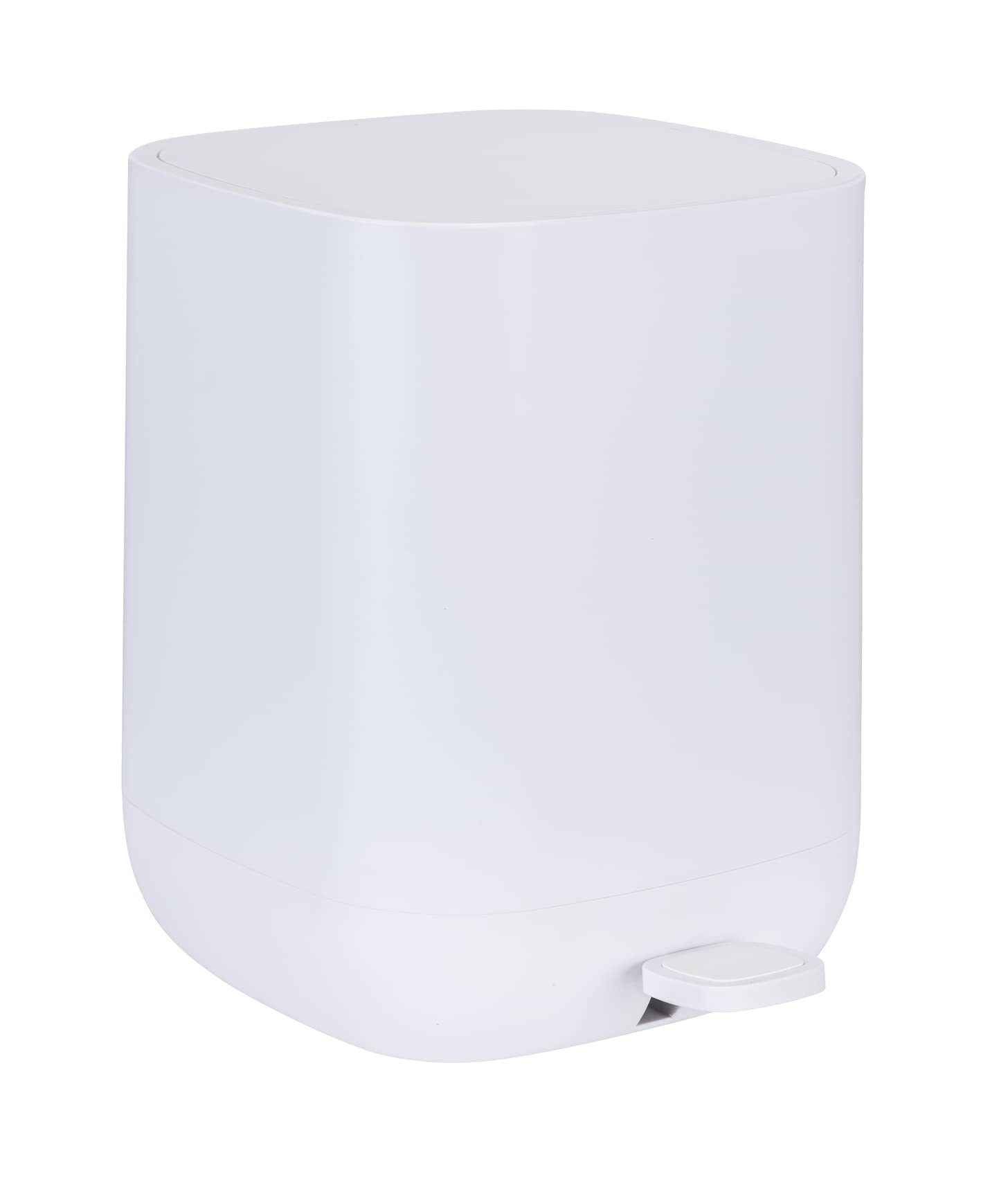 WENKO Cestino a pedale Davos, bianco 5 L - Portarifiuti per cosmetici, pattumiera Capacità: 5 l, Polipropilene, 23 x 26 x 27 cm, Bianco