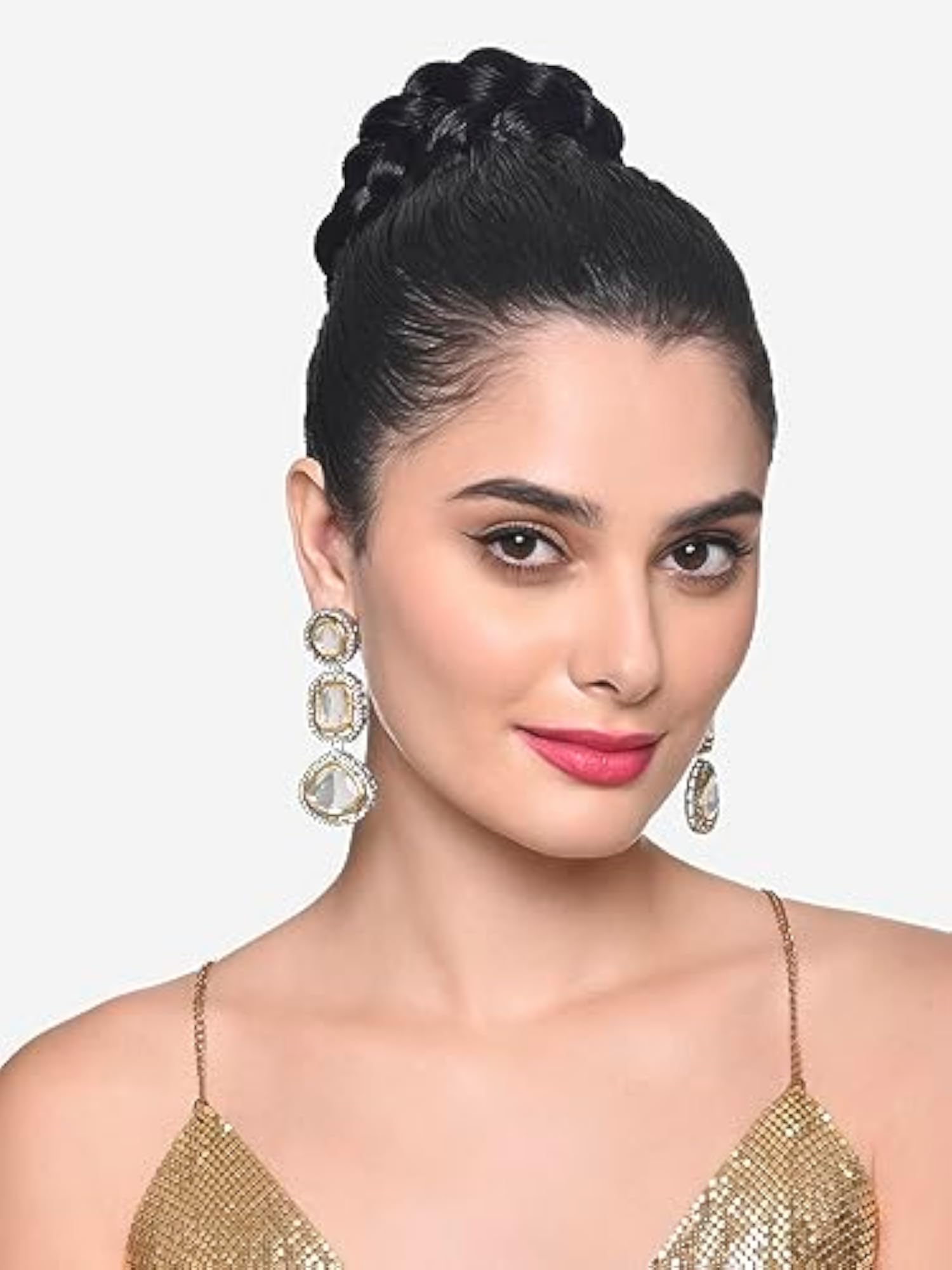Two Tone Stones & Austrian Diamonds Dangle Earring - ZPFK16497