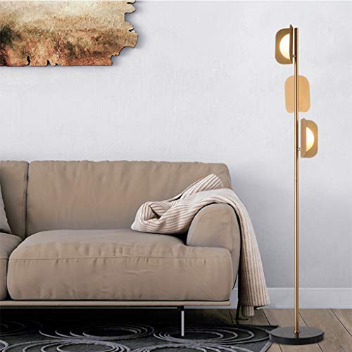 YUX Métal Lampadaire LED Lampadaire 3 Lumière Lampadaire for Salon Chambre Noir/Or Permanent Lampadaire, 170cm R/3/30 (Color : Gold)