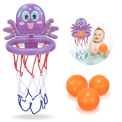 Bath Toys for Kids & Toddlers Ages 1-3 & 4-8: Newly Upgraded Basketball Hoop with Strong Suction Cup and 3 Mold – Free Balls! Enjoy Bathtub Basketball Shooting Game & Fun Hoop for Boys Girls Baby