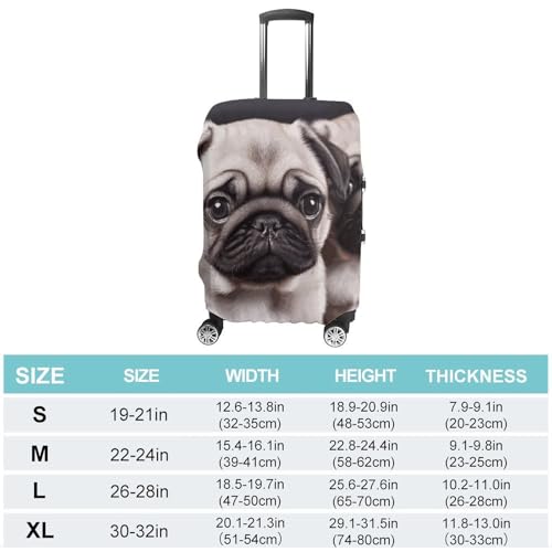 Puppys Pug Printed Luggage Cover Protector, Fits 18-32 Inch Luggage2