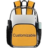 CHdoomuu Mochila transparente personalizada com nome personalizado, mochilas transparentes de PVC, escritório perfeito, Multicolorido4