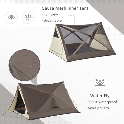 Carpa pop up marrón para 2-3 personas portátil miniatura 4