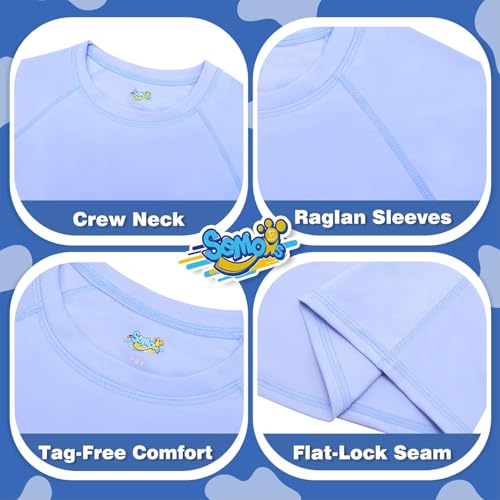 Image of Girls Rash Guard Short Sleeve, Ethereal Blue UPF 50+ Sun Protection Rashguard Slim Fit Swim Shirt Fishing Surf Quick Dry Cool Beach Clothes for Toddler Youth Kids Size 5-6 Years