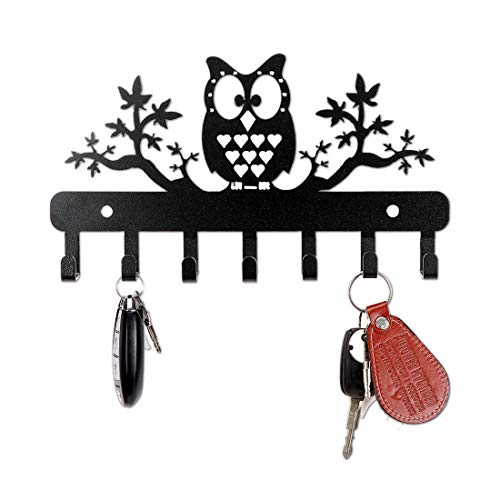 Image of Sehaz Artworks Metal Key Holder for Home | Bird Key Hooks | Key Holder for Home Decor Stylish | Key Stand for Wall (7 Hooks, Black)