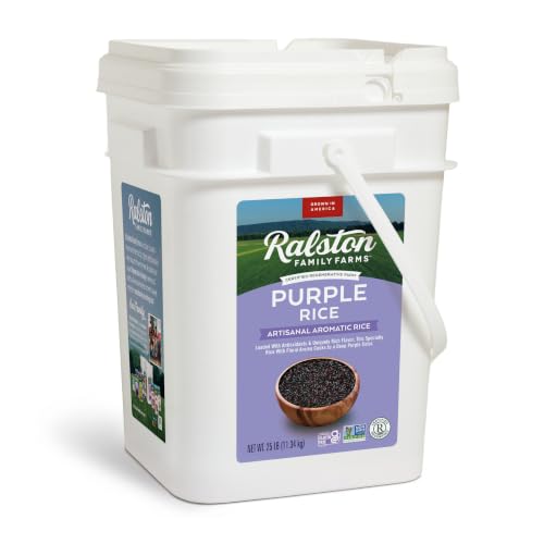 Ralston Family Farms Purple Rice 25 lb Bucket, American Grown, Non-GMO, Naturally Gluten Free