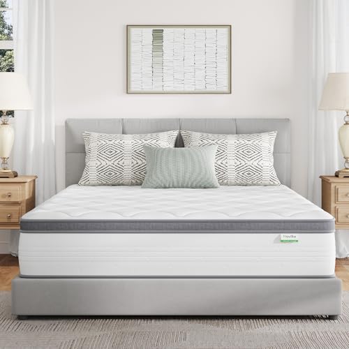 Novilla Queen Mattress, 12 Inch Hybrid Mattress Queen Combine Innerspring and Comfort Foam Layer, Pressure Relief & Motion Isolation, Medium Firm Feel