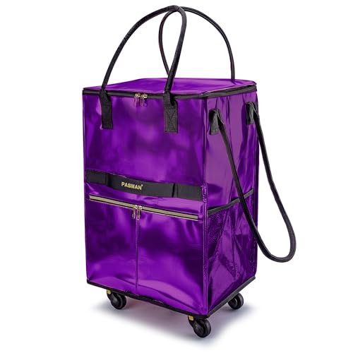 Image of PASMAN Reusable Foldable Rolling Grocery Bag on 5 Wheels