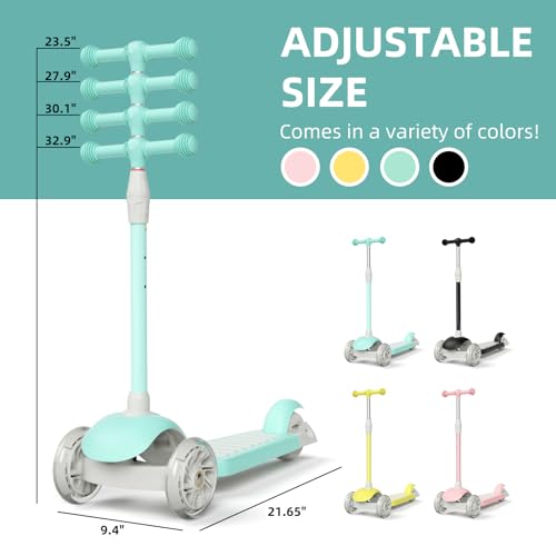 Image of 67i Scooter for Kids 3 Wheel Scooter Kids Kick Scooter for Toddler Girls Boys Scooter with Adjustable Height and Light-Up Wheels Scooter for Children Ages 3-12