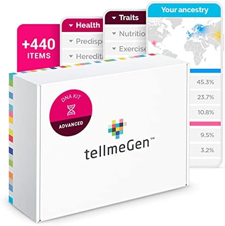 tellmeGen Advanced DNA Test: 400+ Reports About Health, Ancestry, Traits, Fitness - Fees Included - Lifetime Updates