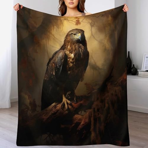 Couverture polaire douce flanelle chaude aigle plaid lit - 2