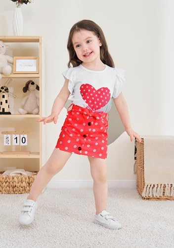 Image of Ayzozuy Kid Girl Clothes Shorts Set 2 Piece Outfits Summer Casual Short Sleeve Top and Shorts Set for Girls 4-7
