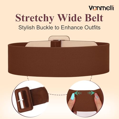 Image of VONMELLI Stretchy Wide Women Belts Elastic Vintage Belts for Women Fashion Ladies Waist Belt for Dress