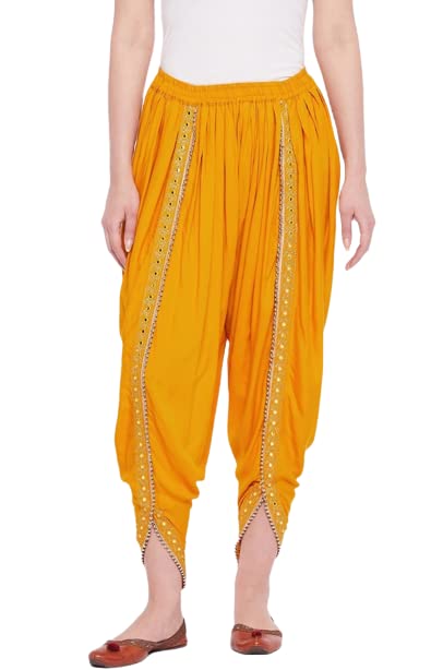 ANESHA Lightweight Maternity Dhoti Pants Soft Rayon Fabric Dhoti Waist Size (32-38 INCHES (XL/XXL)) Mustard Plain Pack of 1-picture-42