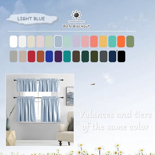 Image of DONREN Room Darkening Sliding Door Curtains - Thermal Insulated Solid Blackout Extra Wide Patio Glass Door Drapes (Light Blue, W 60 x L108, 2 Panels)