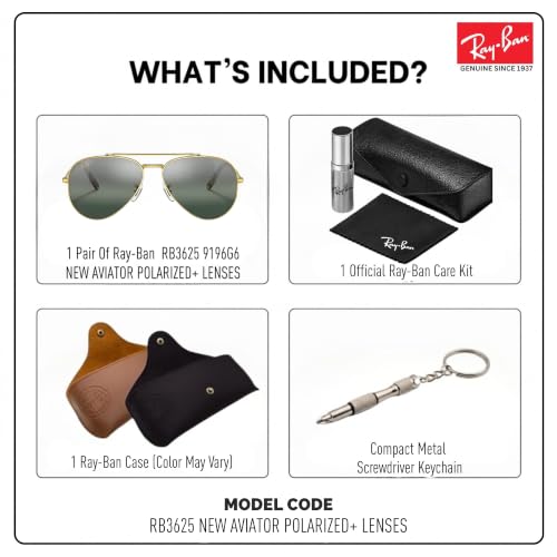 Image of Ray-Ban RB3625 NEW AVIATOR Sunglasses with Official Eyewear Kit