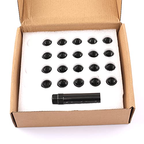 DCVAMOUS 20 PC 1/2"-20 Lug Nuts Black 6-Spline Compatible with Jeep Ford-Dodge-Lincoln 5 Lug Aftermarket Wheels - 1/2" Lugnuts 1.38" Tall Cone Seat with Key for Wrangler Grand Cherokee Explorer Ranger by DCVAMOUS - Used condition - Image 7