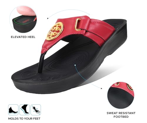 Image of AEROTHOTIC Arch Support Flip Flops for Women Comfortable Stylish Straps with Non Slip Footbed Fashion Dressy Sandals Outdoor Travel Vacation Essentials