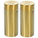 LIFKOME 2 Stück Teiliges Salz und Pfefferstreuer aus Leichter Gewürzstreuer mit Praktischem Lochdesign Vielseitig für Küche Grill Camping und Picknick Geeignet Goldfarben