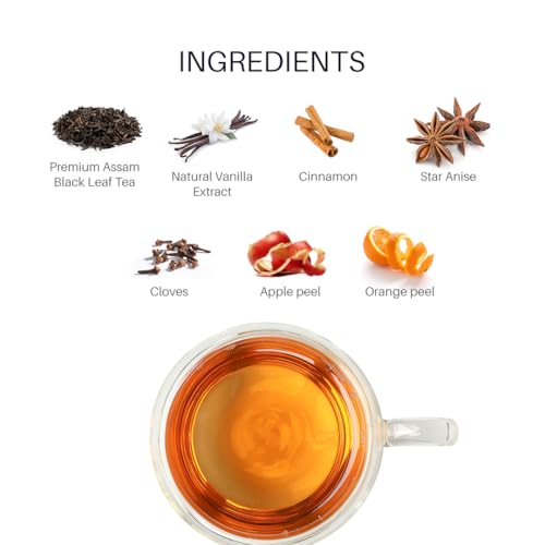 Image of TEAVINE Apple Spice Black Tea | Premium Loose Leaf Black Tea with Real Apple Peel, Cinnamon, Clove, Star Anise & Orange Peel | Rich Aroma & Flavor | Includes free Stainless Steel Infuser